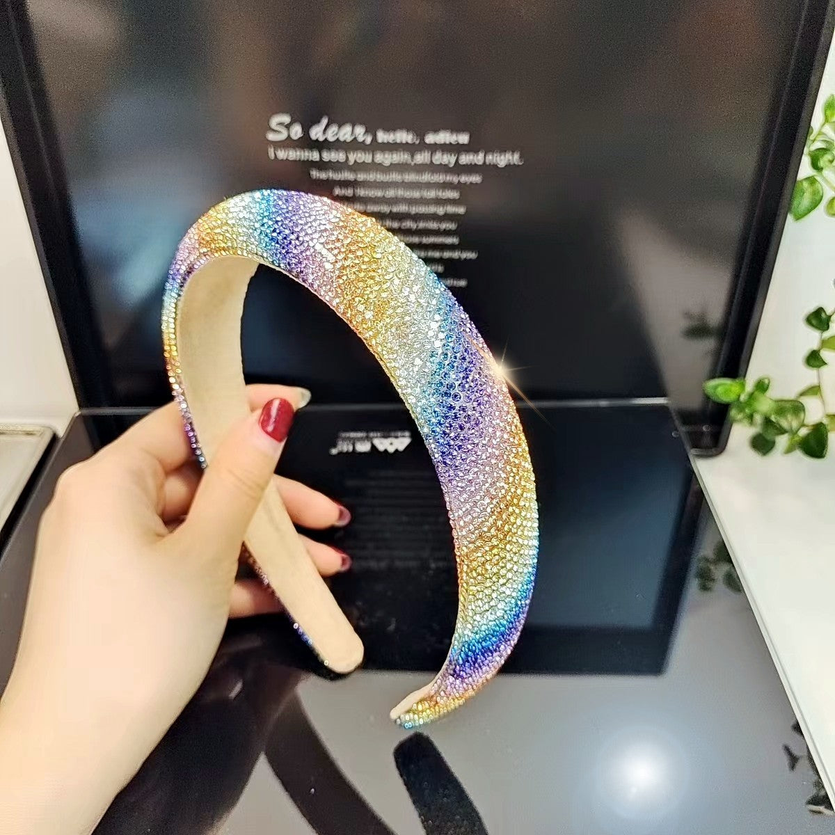 Wholesale High-grade colorful diamond high headband